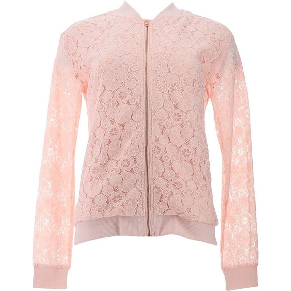 Isaac Mizrahi Live! Jackets & Blazers - Isaac Mizrahi Lace Bomber Jacket Rosewater A485790I